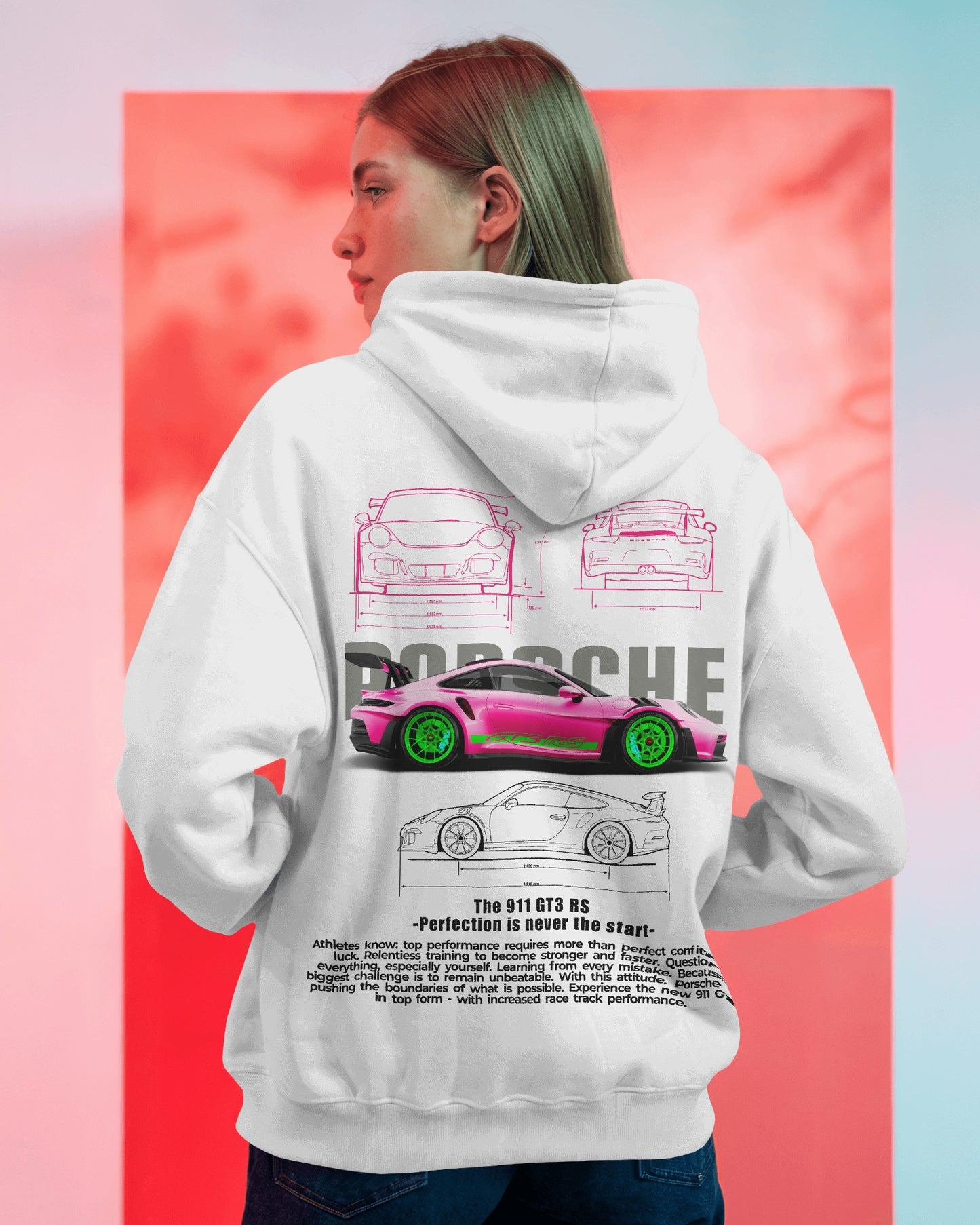 Porsche 911 GT3 RS Rosado Hoodie – Designed for True Car Enthusiasts - Unisex