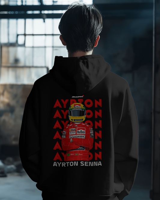 Premium Unisex Ayrton Senna × McLaren Hoodie – Tribute to a Legend
