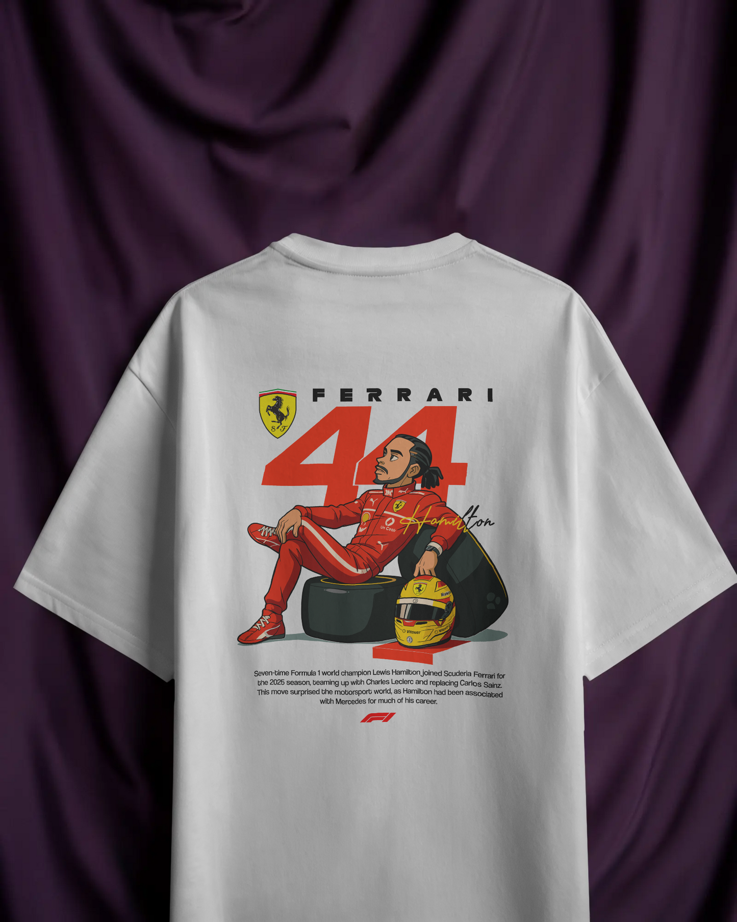 Premium Ferrari × Lewis Hamilton T-Shirt – The Red Era Begins